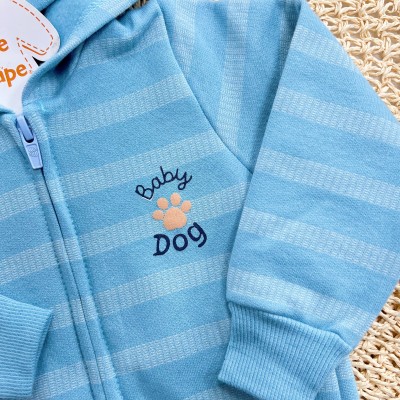 Conj. Jaqueta Baby Dog com capuz e Calça de Moletom - Azul